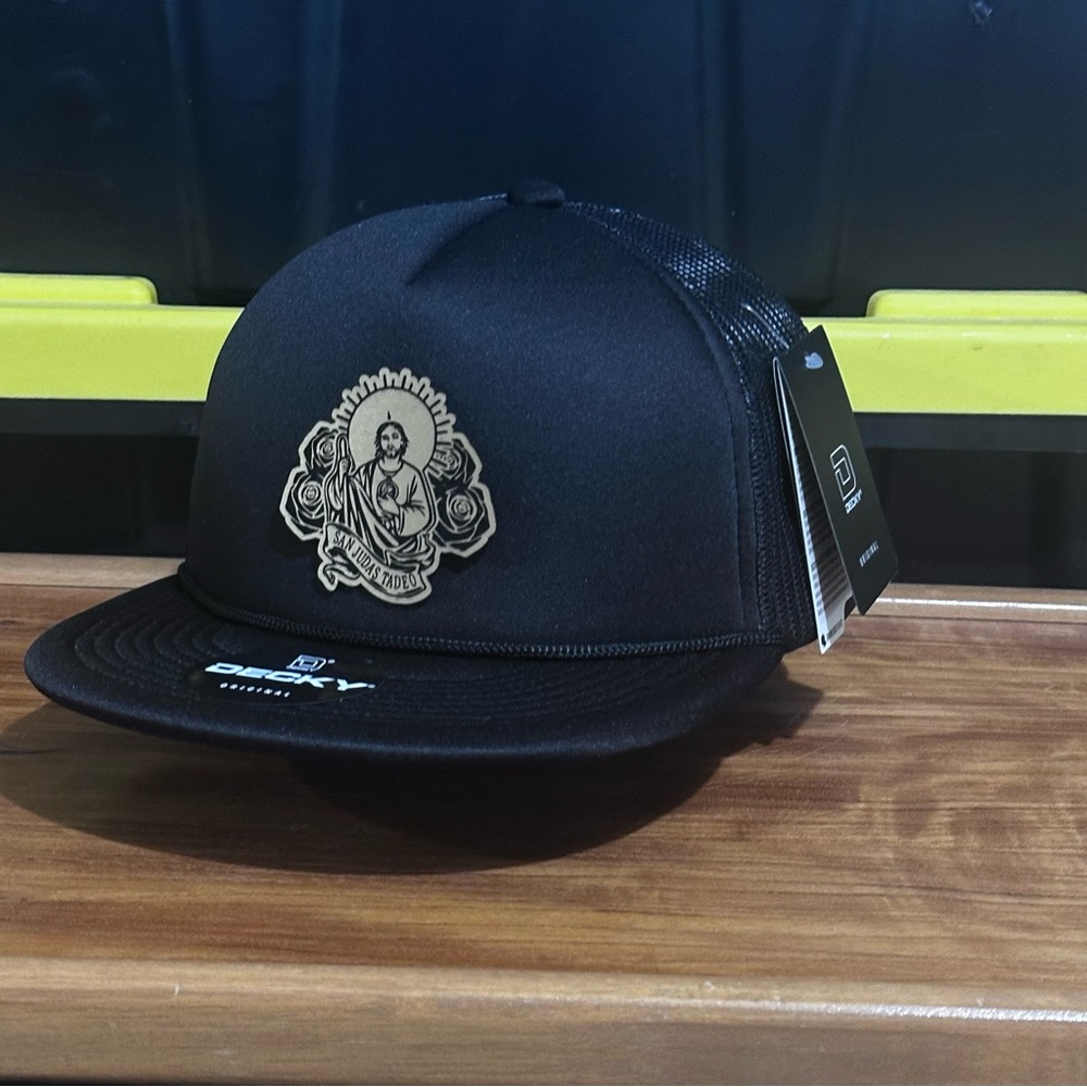 San Judas Tadeo Snapback Hat, Foam Trucker Black Hat